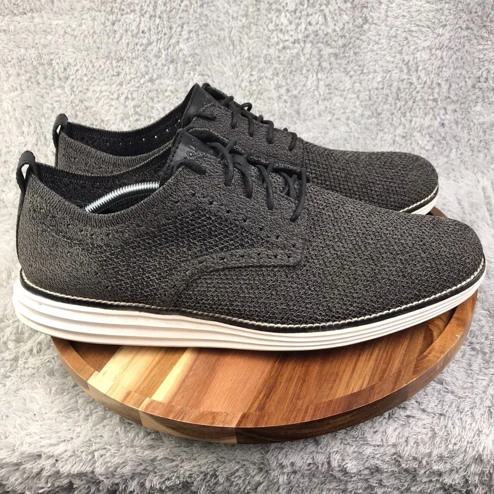 Cole Haan Original Grand Stitchlite Oxford Mens 13M Gray Knit Derby Dress Shoes